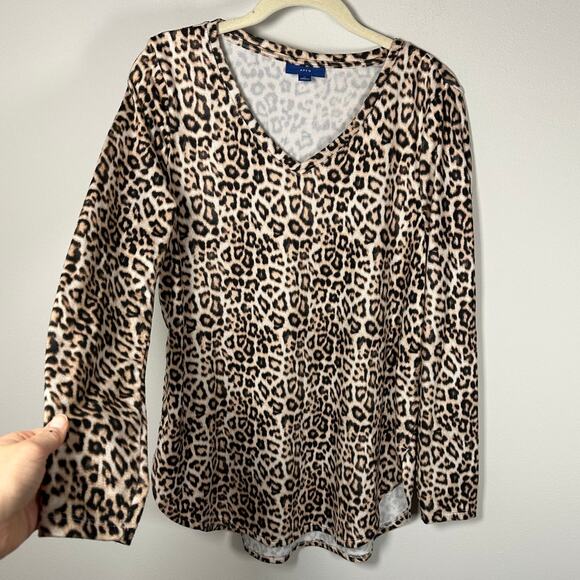 Apt. 9 Animal Print V-Neck Long Sleeve Top Women's Medium - Picture 5 of 8